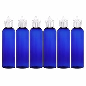 MoYo Natural Labs 8 oz Travel Bottles Turret Spout Empty Travel Containers Liquid Bottle with BPA Free PET Plastic Squeezable Toiletry/Cosmetic Bottles (Pack of 6, Blue)