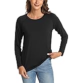 GYS Bamboo Viscose Pajama Tops for Women Long Sleeve Tees Crew Neck Sleep Shirt