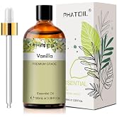 PHATOIL Vanilla Essential Oil for Diffuser Aromatherapy, Soap Candle Making | Pure Vanilla Oil for Humidifier, Air Freshening, Skin, Yoga, Long Lasting Essential Oils for DIY Scent Project 3.38fl.oz