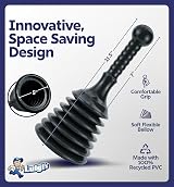 Luigi's Sink and Drain Plunger Black - Powerful Accordion Plunger for Sinks view 4