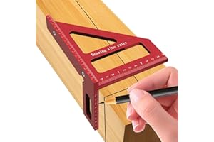 3D Multi-Angle Measuring Ruler, 45-90 Degree Aluminum Alloy Woodworking Square Protractor, Miter Triangle Drawing Line Ruler 