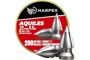 Harpex Aquiles .22 Cal Airgun Pellets – 20.1 Grains Pointed Arrowhead Design – 12.2 mm / .48 in Length – Clean Target Entry & Precision Performance