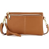 ZOOEASS Triple Zip Small Crossbody Bag Lightweight Purses Vegan Leather Wristlet Clutch, Includes Adjustable Shoulder | Triple Zip, Small, Lightweight, Vegan Leather