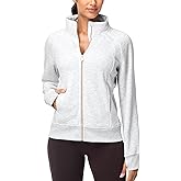 THE GYM PEOPLE Women's Full Zip Up Workout Sweatshirts Fleece Stand Collar Fall Jackets with Pockets Thumb Hole