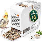 Electric Bird Seed Husk Separator Chaff Sheller Feed Shell Blowing Machine | USB Plug-In Automatic Shell Blower Remover with Dual Bins for Grain Millet Sunflower Seeds Screening(White)