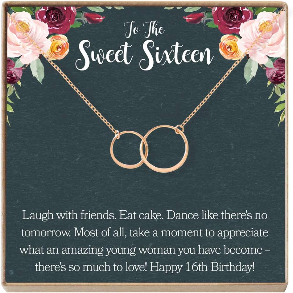 Dear Ava Sweet 16 Gift Necklace: Sweet Sixteen, 16th Birthday, Gift for Her, 2 Asymmetrical Circles