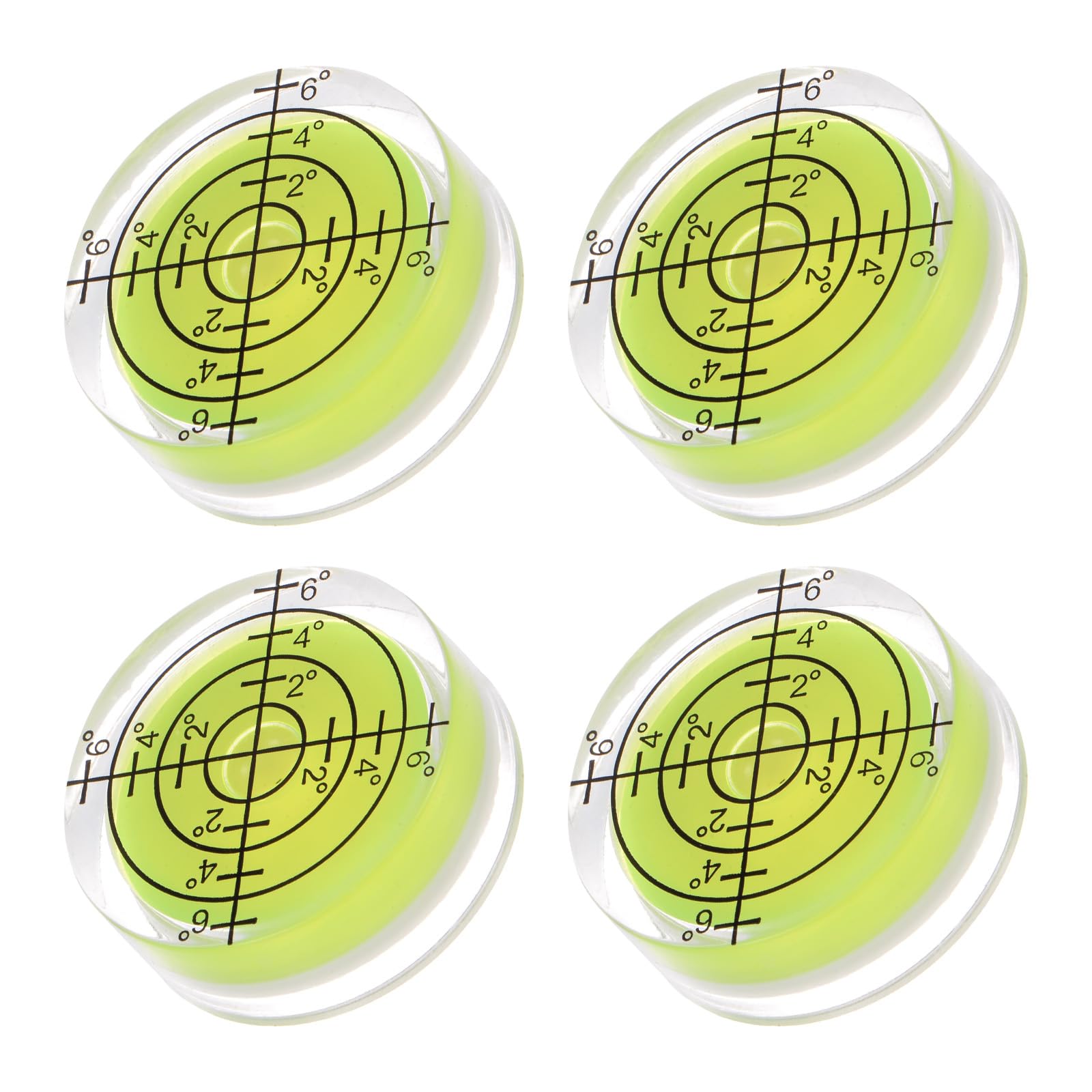 Kozelo 4pcs Small Circular Bubble Spirit Levels - [32mm Diameter 12mm Thickness] Mini Round RV Bullseye Level Leveling Tools for Travel Trailer Turntable Camera, Lime