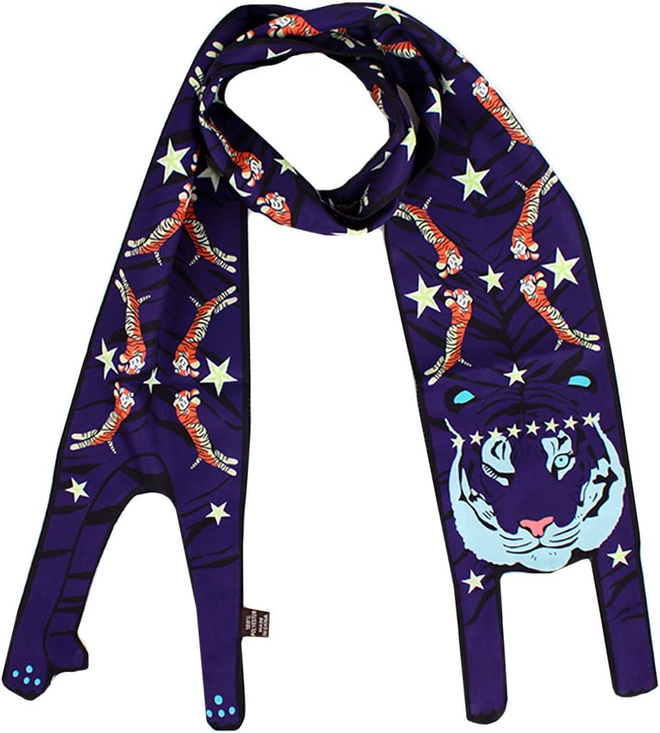 Editha Animal Print Silk-like Neckerchief Scarf Handbag Handle Wrap Ribbon Hairband