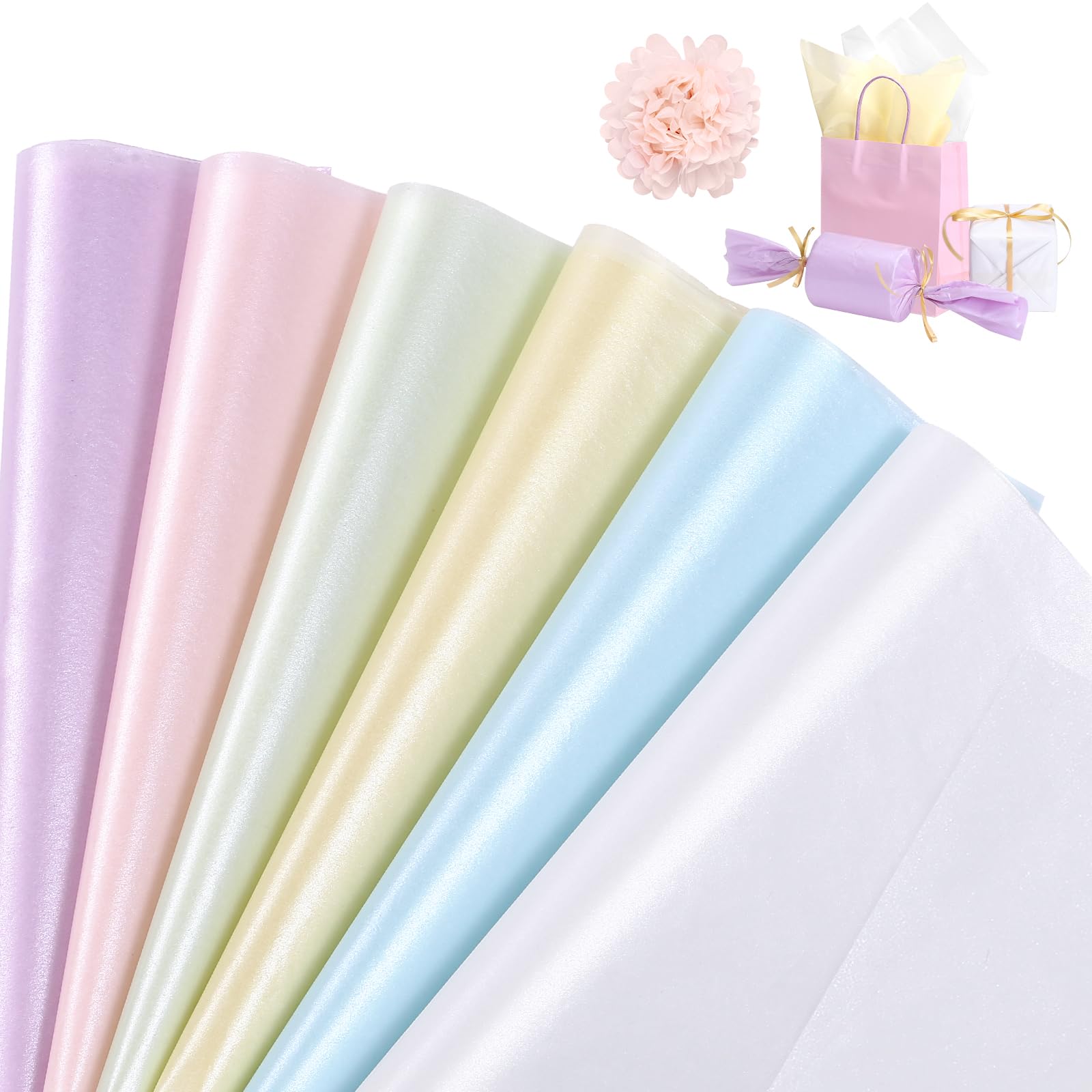 Photo 1 of KESOTE Pastel Colored Tissue Paper for Gift Bags, 14" x 20" Wrapping Gift Tissue Paper Bulk for Crafts, Packaging, Gift Wrap, Holidays - 60 Sheets