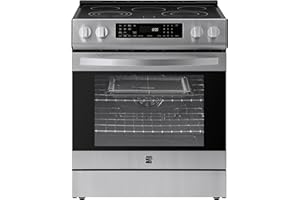 Kenmore 2296843 5.6 cu. ft. Front Control Electric Range 5 Elements True Convection, Air Fry, Self Clean Oven, Temperature Probe, Ultra Durable Chrome Racks, Large Window, Stainless Steel