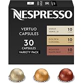 Nespresso Vertuo, Barista Flavored Pack, Medium Roast, 30-Count Coffee Pods | Medium-Roast Coffee Capsules, Caramel, roasted hazelnut and sweet vanilla flavors