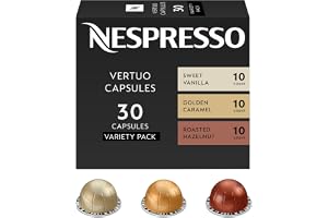 Nespresso Vertuo, Barista Flavored Pack, Medium Roast, 30-Count Coffee Pods | Medium-Roast Coffee Capsules, Caramel, roasted hazelnut and sweet vanilla flavors
