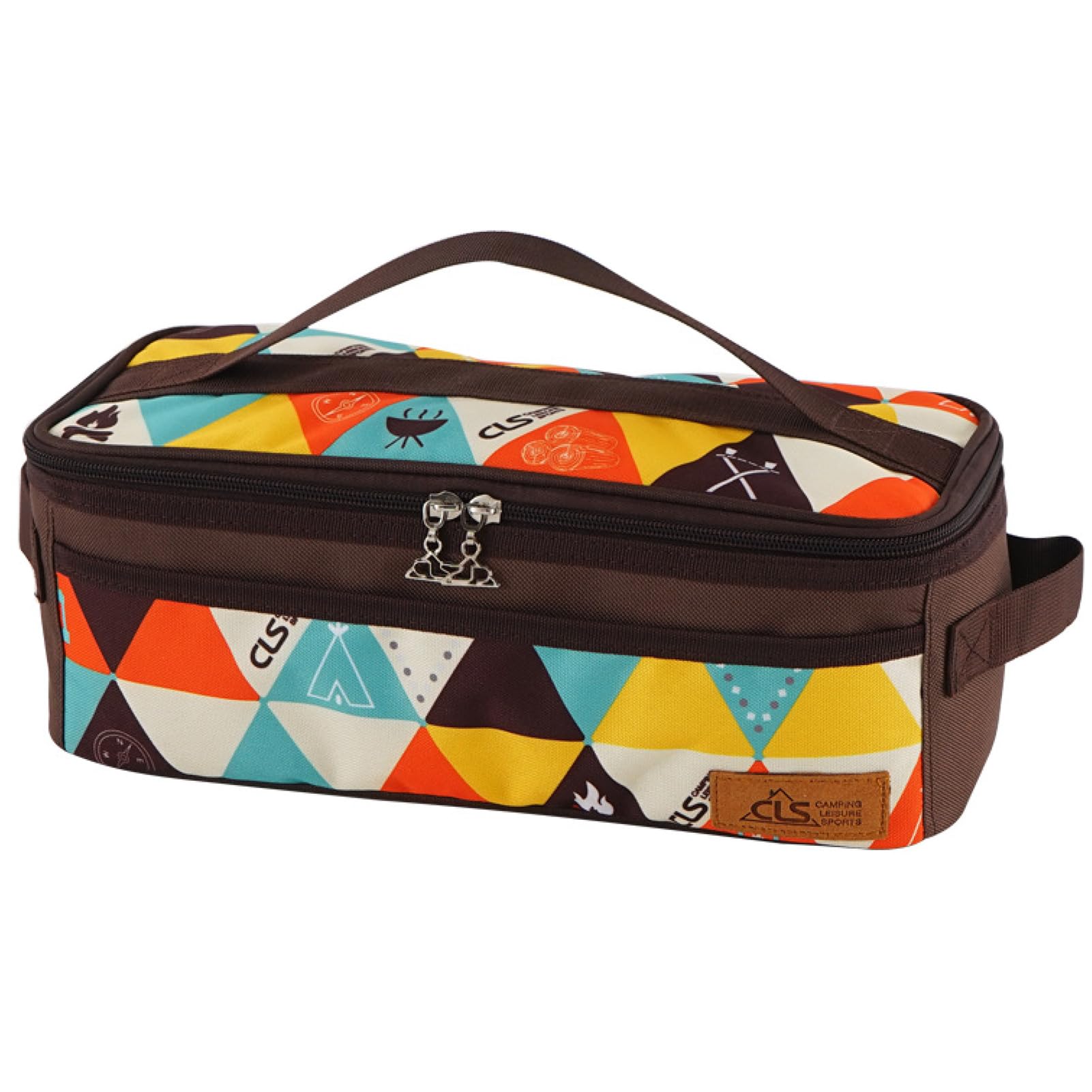 Azarxis Camping Cooking Utensils Organizer Bag Travel Storage Bag Portable Small Stuff Case for Storing Flatware Cutlery Digital Accessories Cosmetics Makeup Brushes (Brown with Triangle Shape)
