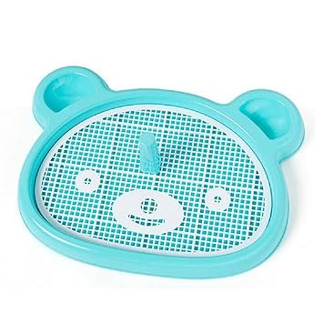 SRI Plastic Portable Pet Bear-Shape Dog Toilet Tray with Column Training Urinal Bowl Pee (Aqua Blue), Blue, Small, 500 g