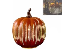 GIGAWOOD Starry Night Pumpkins, Cherishous Twinkle LED Light Pumpkins, Timer Lighted Sparkling Starry Night Glass Pumpkin, Pumpkin Light Decorations for Bedroom Hallway (Orange, Medium)