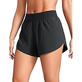 CRZ YOGA Mid Waisted Split Running Shorts for Women 4" - Comfy Mesh Liner for Workout Athletic Gym Track Quick Dry