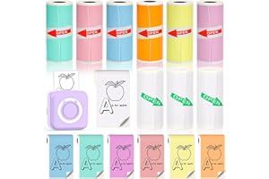 QYCHHJ 9 Rolls Mini Thermal Sticker Paper for Phomemo M02/T02 Mini Printer, Thermal Printer Paper with 57x25mm, Mini Thermal Printer Sticker Paper for Photo Journal Notes Memo