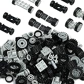 Pasacho Wheels and Axles Set, Car Parts Chassis Pieces Tires Building Blocks, Compatible with Classic Bricks Toys