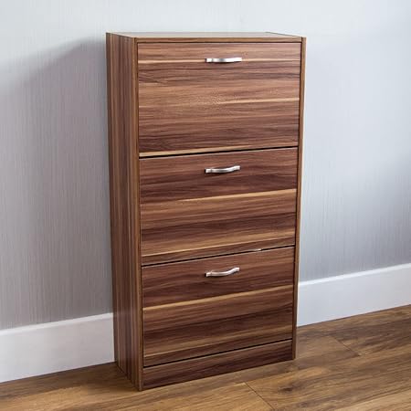 Vida Designs Schuhschrank mit DREI Schubladen, Walnuss