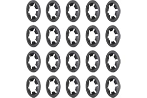 Bettomshin 20Pcs M12 Internal Tooth Lock Washers, 12mm ID 25mm OD Starlock Carbon Steel Push on Lock Washer Locking Clips Fastener, Used for Replacement and Maintenance of Machine Parts Black