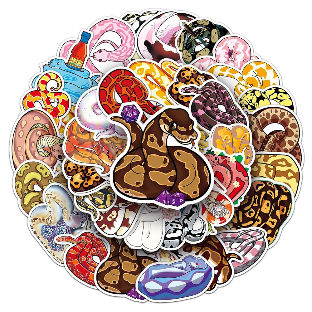 Aesthetic Snake Vinyl Stickers, 50 PCS Waterproof Illustrated Animal Decals for Laptops, Scrapbooking, Journals, Notebooks, Water Bottles, Suitcases, Phones & DIY Decor