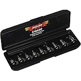 VIM Hand Tools Stubby Hex Drive Set, 9 piece SAE / 1/4-Inch square drive hex drivers