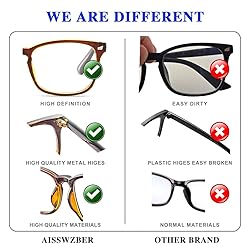 aisswzber Unisex Stylish Square Non-Prescription