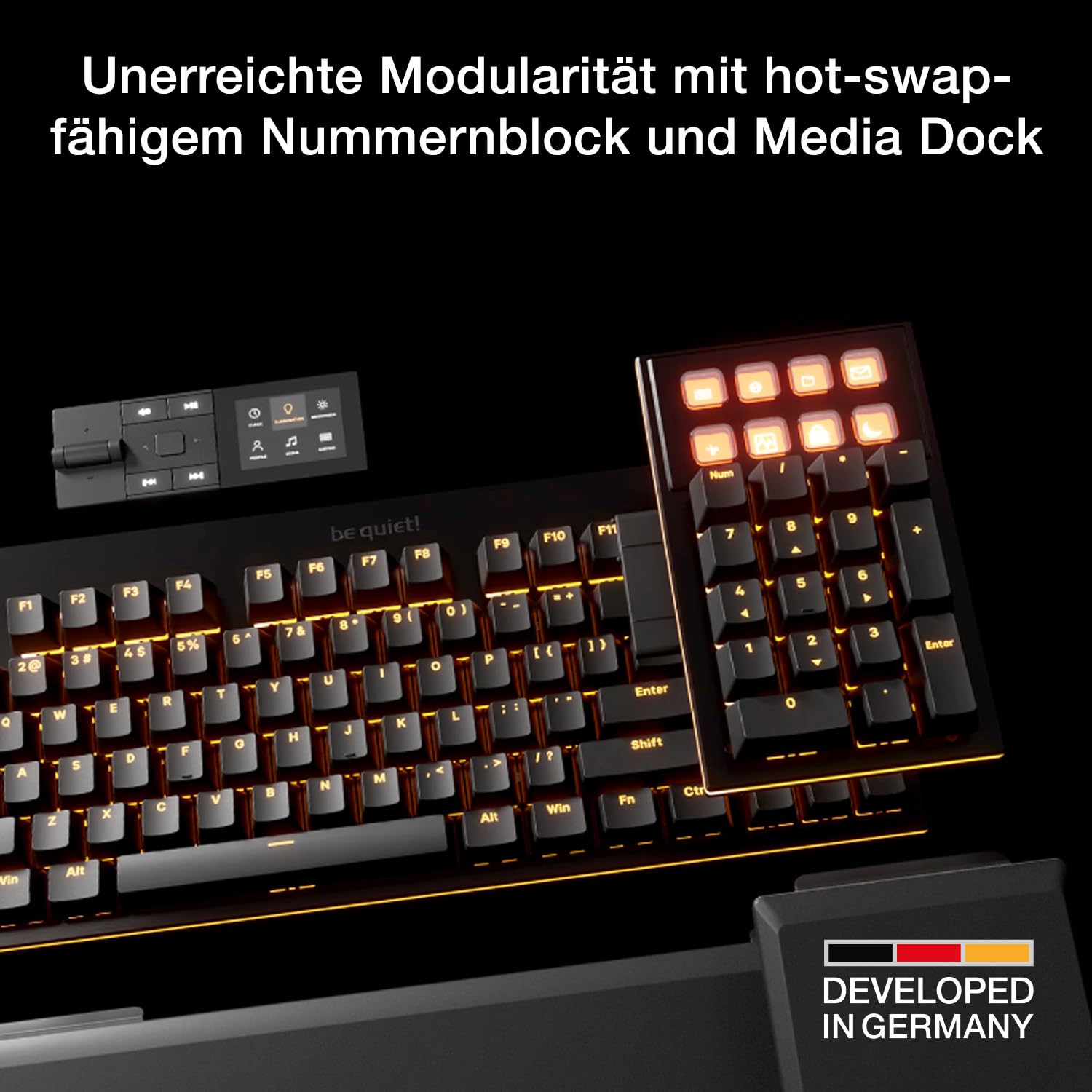 be quiet! Dark Mount Silent Linear DE ISO Gaming Tastatur, 8 Display-Caps 2