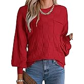 FEKOAFE Womens Sweaters Casual 2025 Fall Long Sleeve Tops Ribbed Knit Pullover Sweaters