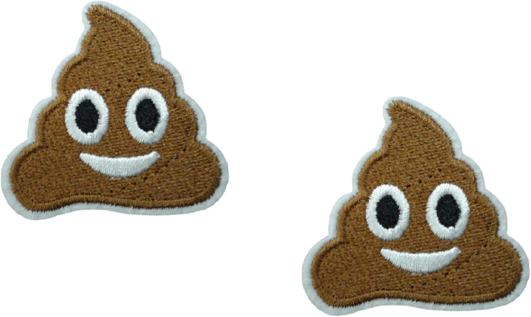 2 Pieces Smiling Poop Iron On Patch Applique Motif Emoji Shit Poo Novelty Scrapbooking Decal 1.8 x 1.8 inches (4.5 x 4.5 cm)