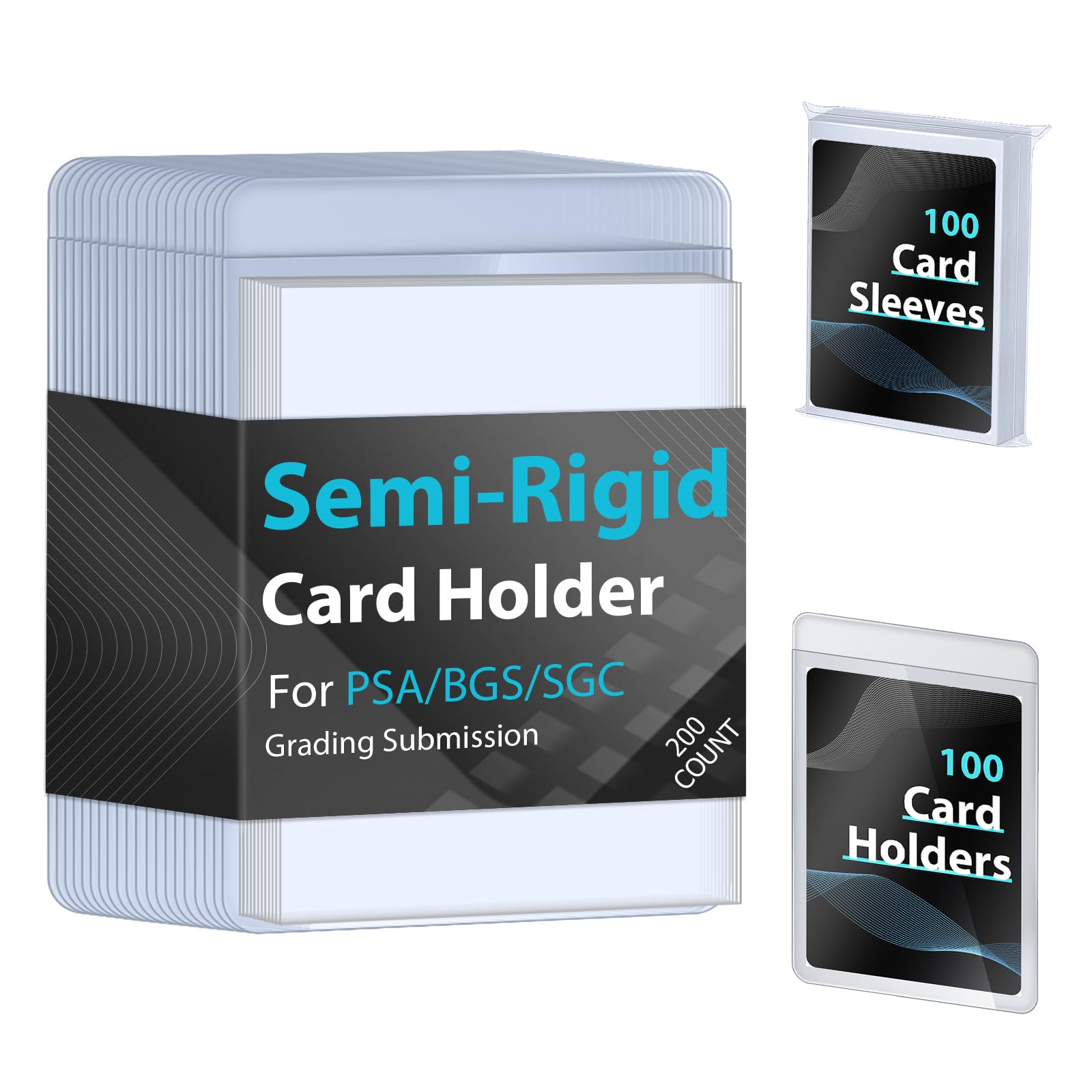 Photo 1 of 100ct Semi-Rigid Card Holder and 100ct Penny Sleeves, Grading Card Sleeves for PSA, BGS, SGC, Card Submission Kit with 1/2" Lip, Toploader Card Protectors for Grade Sending Collection Trading