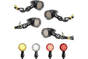 FACAILAHA Bullet Front Rear LED Turn Signal Lights Universal Motorcycle Brake Taillights W/Relocation Kit 12V Running Light Compatible with Honda Dual Sport Harley Yamaha Suzuki Kawasaki, Black