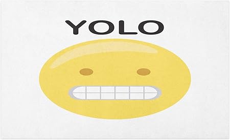Amazon Com Ambesonne Yolo Doormat Funny Emoji Face And