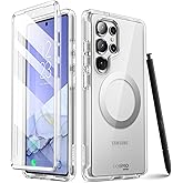 i-Blason Clear Case for Samsung Galaxy S25 Ultra Case MagSafe with Built-in Screen Protector [Support Fingerprint ID & Wireless Charger] Full-Body Slim Style Magnetic Phone Case for S25 Ultra, Clear