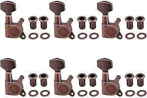 Yibuy 4x3.7cm Bronze Full Closed Tuning Pegs Machine Heads Guitar Tuners Accessories For Electric Guitar Right Hand Parts Pack of 6