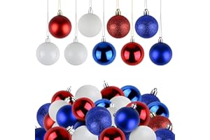 BSTGE 24 Pcs Independence Day Ball Ornaments, 4th of July Decorations for Tree, 2.36 Inch Red White and Blue Decorations, Patriotic Decorations for Memorial Day, Veterans Day Decor