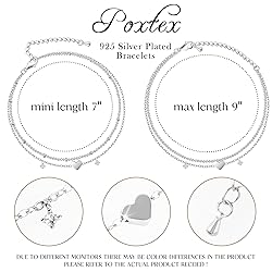 Poxtex Heart Bracelets for Women, 925 Sterling