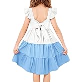 Arshiner Toddler Dress Little Girls Summer Cotton Backless High Low Hem Beach Casual Sundress with Pockets