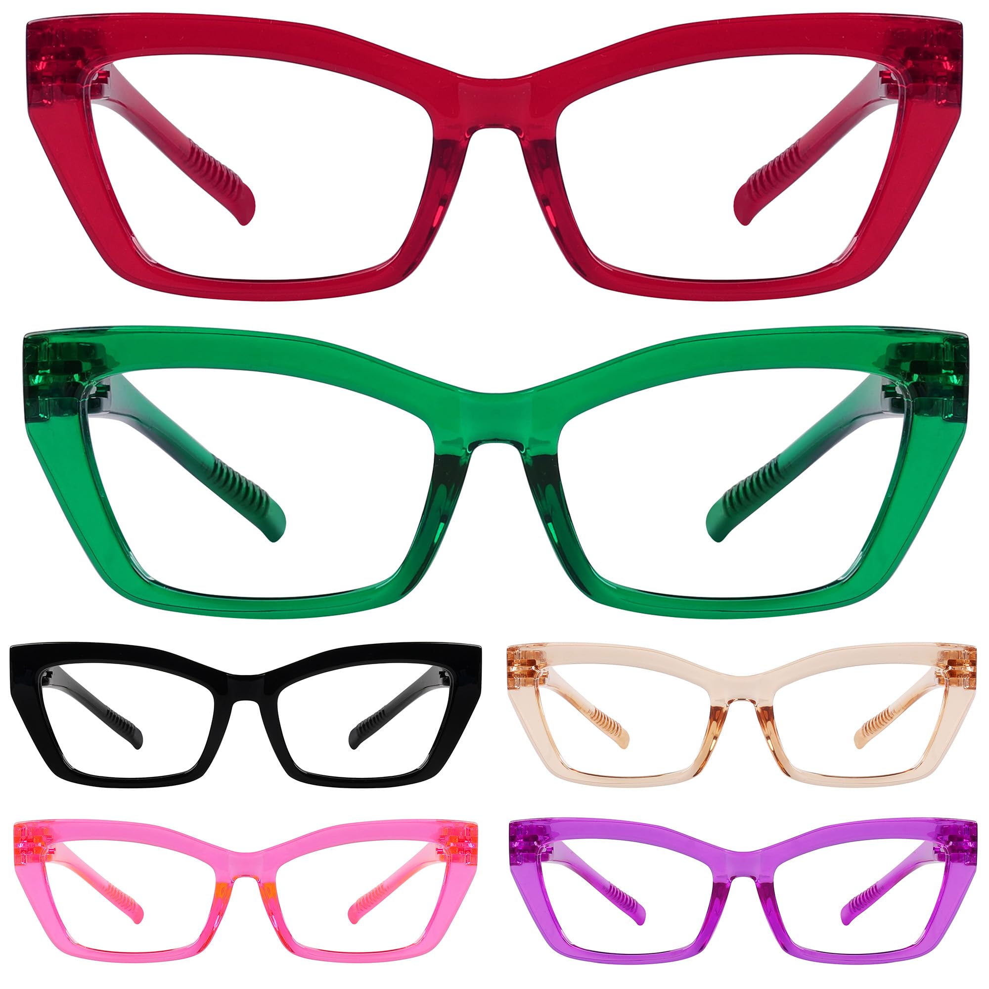Photo 1 of Eyekepper 6 Pack Metalless Screwless Reading Glasses Spring Hinges Stylish Cat Eye Readers for Women +2.50