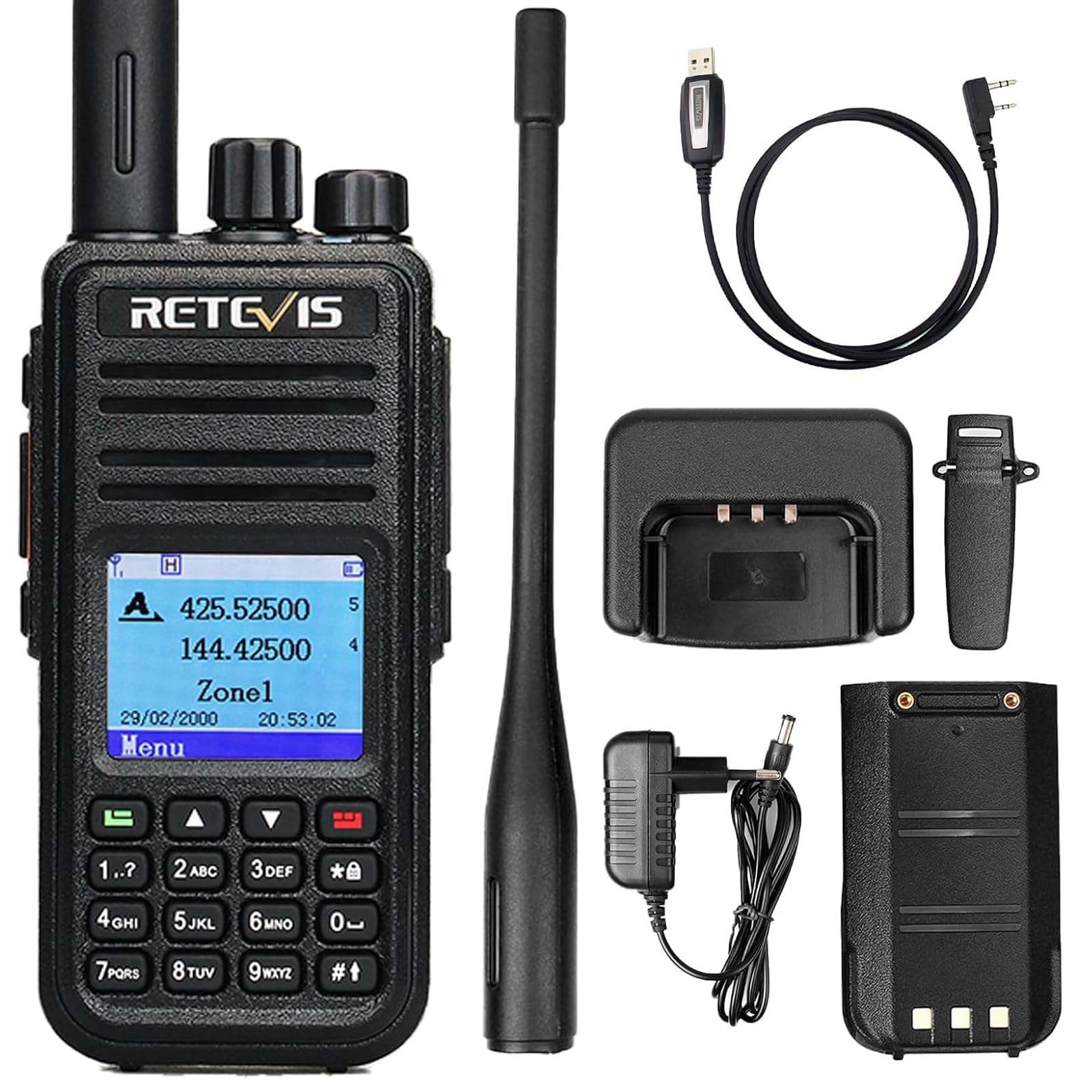 Retevis RT3S DMR Funkgerät, Digitales/Analoges Amateurfunkgerät, Handfunkgerät mit GPS und APRS, Unterstützt OpenGD77, Kompatibel mit MOTOTRBO TierⅠ& Ⅱ, TDMA, 3000 Kanäle Amateurfunk(1 STK, Schwarz)