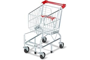 Melissa & Doug Toy Shopping Cart, Grocery Store Pretend Play Toys with Sturdy Metal Frame & Working Wheels, Toddler Shopping Cart, Preschool Learning Toys for Girls & Boys 3+