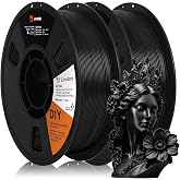 LOVOON PLA Filament 1.75mm Black 2kg, 3D Printer Filament Dimensional Accuracy +/- 0.02mm, Neatly Wound 3D Printing Filament, Fit Most FDM 3D Printers, 1KG Spools(2.2lbs) X 2