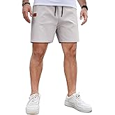 COOFANDY Men's Casual Cotton Shorts Summer Beach 5 Inch Shorts Lightweight Drawstring Elastic Waist Chino Golf Shorts