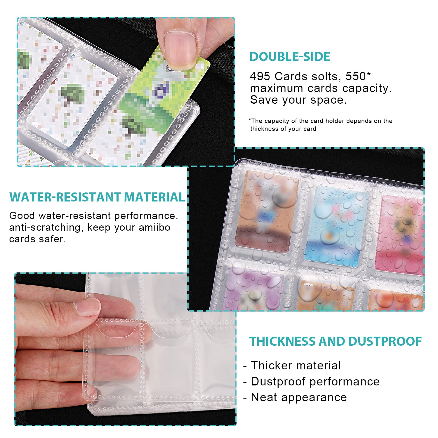 495 Pockets Binder Holder for Animal Crossing Mini Amiibo Cards, 1.3