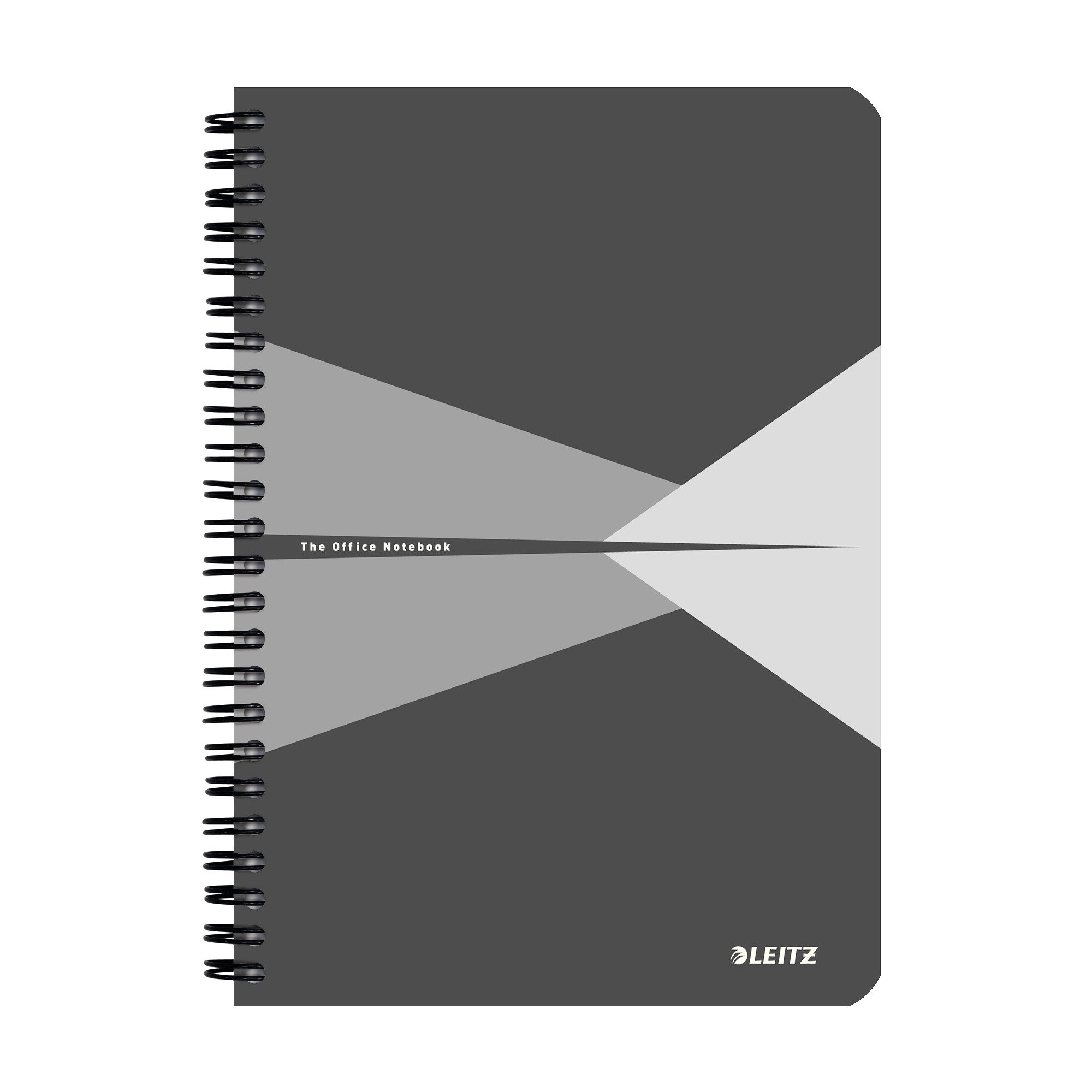 Leitz A5 Stiff Cover Notebook, Grey (Wire Bound, 90 Sheets, Ruled, 1 Bookmark, 90 gsm Ivory Paper, Office Range)