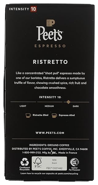 PEET’S COFFEE & TEA RISTRETTO CAPSULES, 1.87 OZ