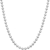 Verona Jewelers 925 Sterling Silver Italian 1.5MM, 2MM,3MM,4MM,5MM Silver Bead Ball Chain Necklace, Sterling Silver Bead Necklace, Italian Bead Necklace, Solid Dog Tag Chain Army Necklace