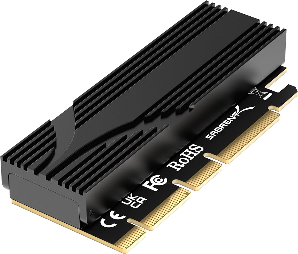 SABRENT M.2 NVMe to PCIe x16 Adapter with Aluminum Heatsink EC-TFPE