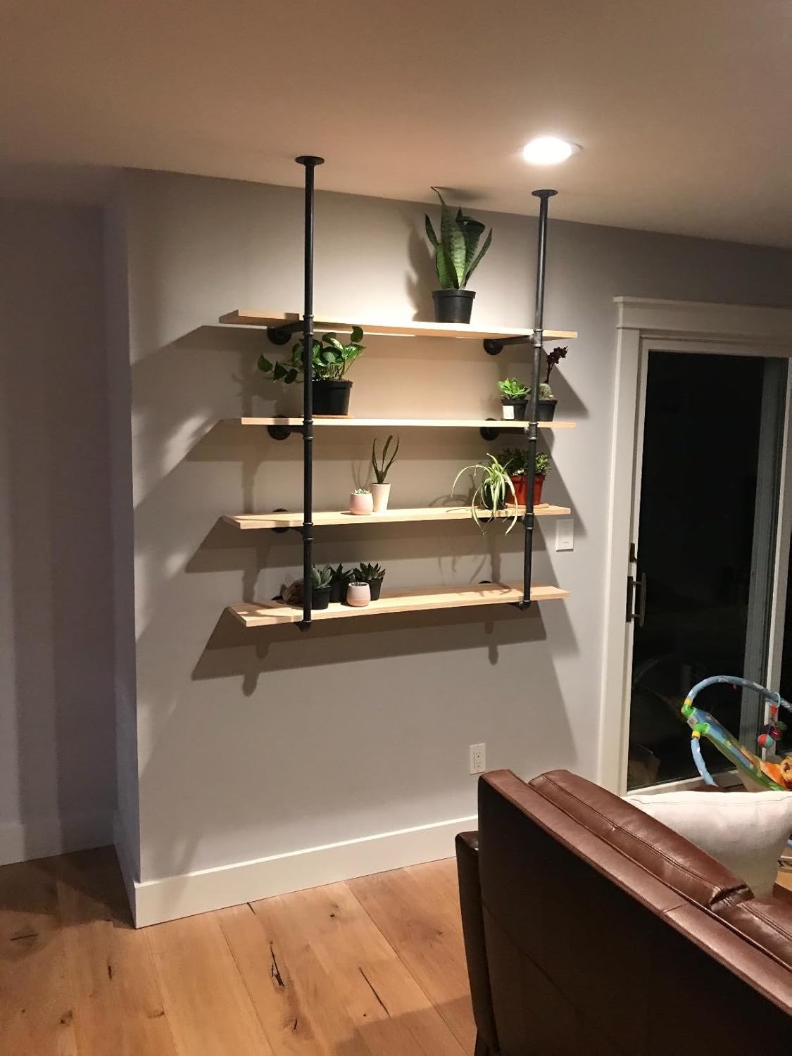 Industrial Retro Wall Mount Iron Pipe Shelf Hung Bracket Diy Storage Shelving Bookshelf (2 pcs): Kitchen & Dining
