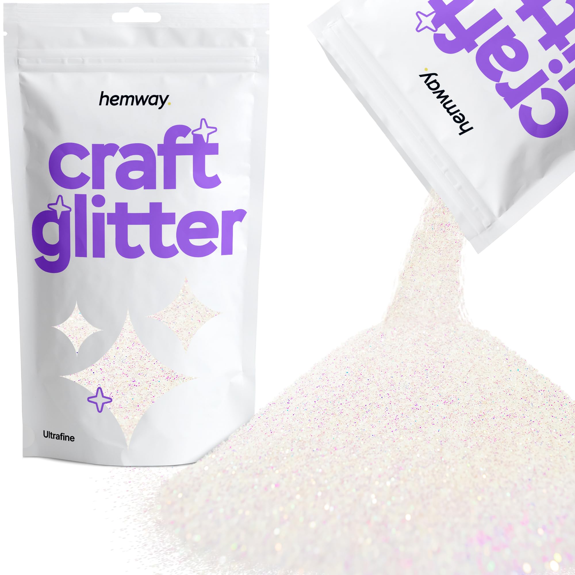 Hemway Craft Glitter Mother of Pearl Iridescent 100g Ultrafine Glitter for Crafts, Resin, Cosmetic, Nail, Face, Body, Festival, Tumblers, Art, Candle, Crafting